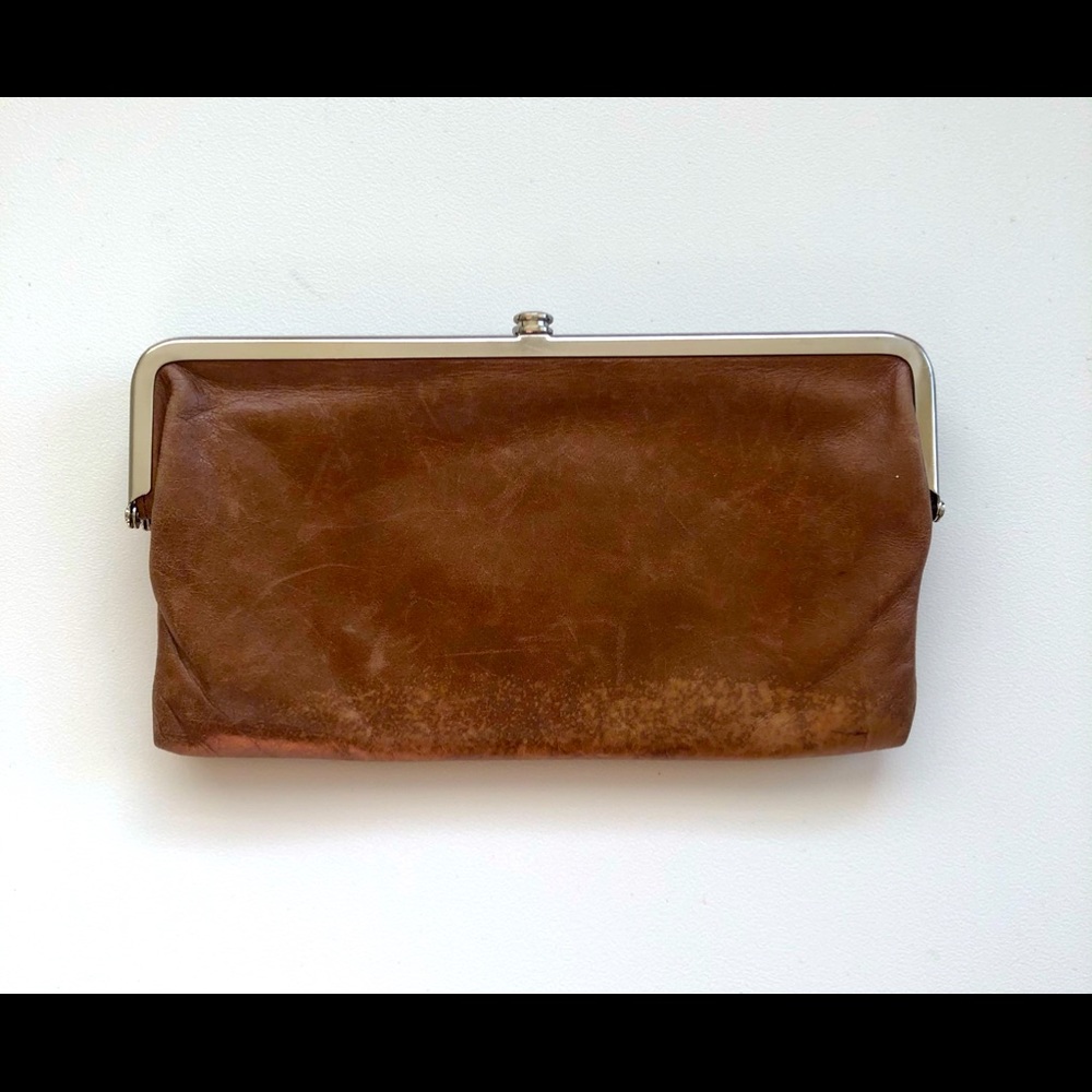 HOBO "LAUREN"LEATHER WALLET/CLUTCH  DARK TAN/BROWN